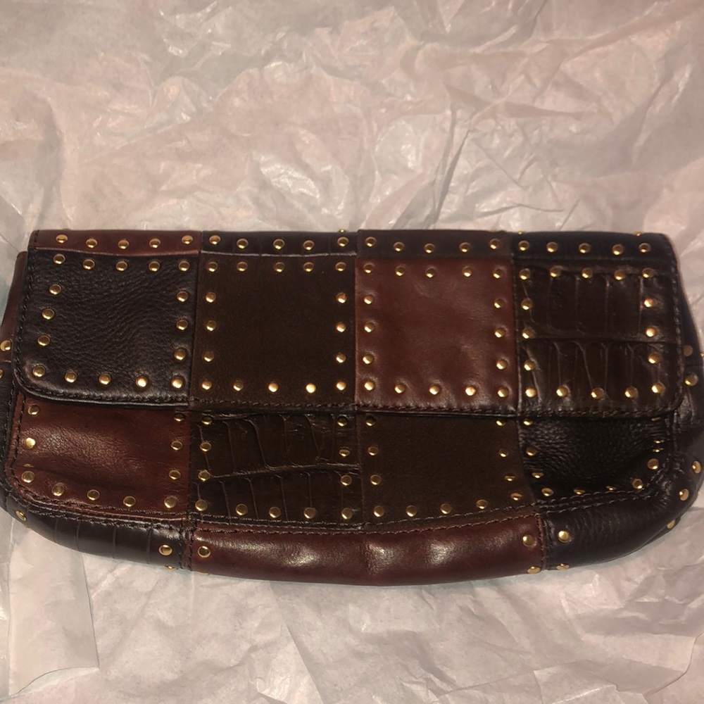 Michaelmichael Kors Suede Patchwork Studded Clutch - image 1